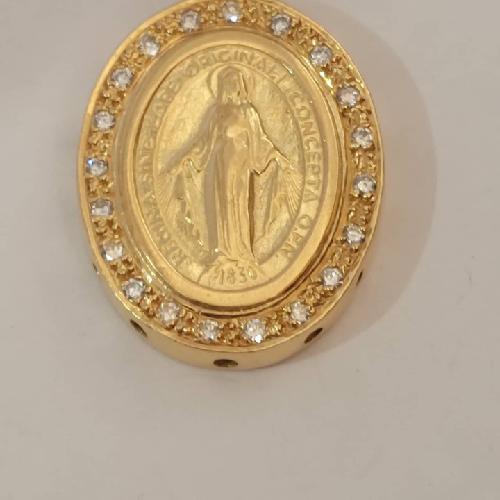 Medalha em ouro amarelo modelo oval com ciclo - Imagen 2