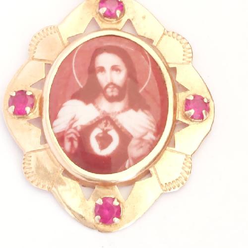 Medalha em ouro rosado oval  modelo oval com  - Imagen 1